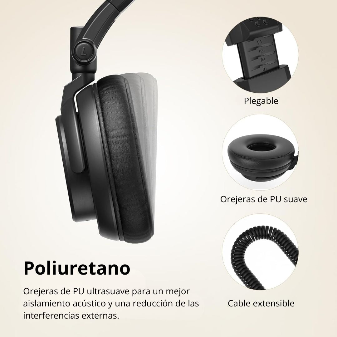 Audífonos Maono MH601 Profesionales de Estudio DJ 50mm Cerrados 32 Ohm con Cable 3m