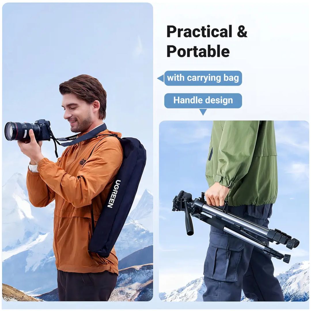 Trípode Profesional UGREEN LP661 175 cm para Cámara Celular Proyector con Cabezal y Estuche