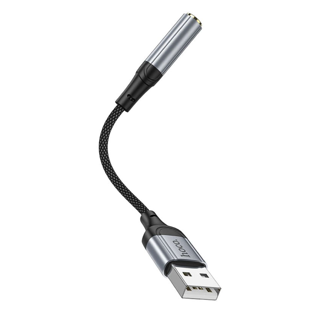 Adaptador USB-A a Jack 3.5 mm Hoco LS36 para Audífonos Micrófono y Llamadas