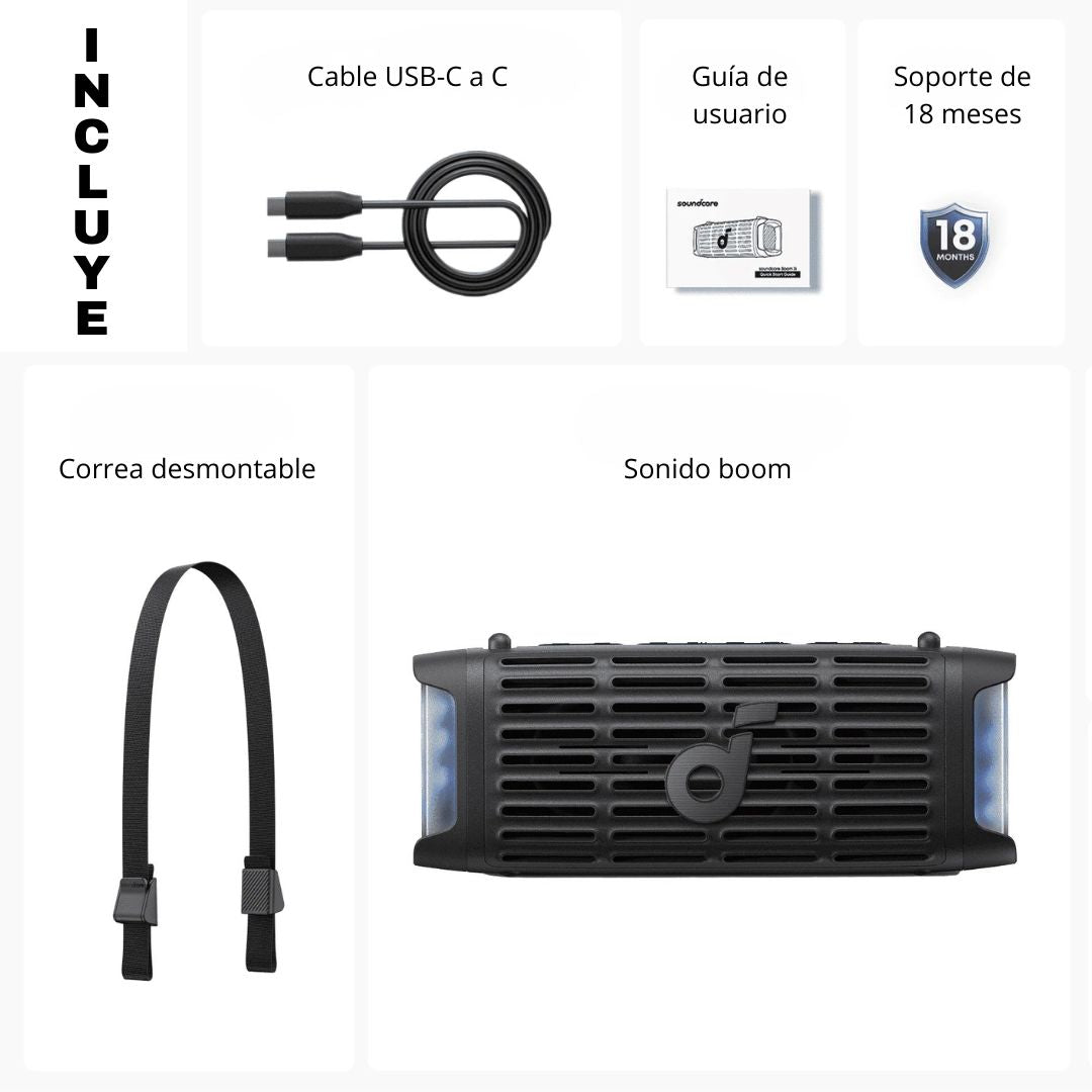 Parlante Bluetooth Soundcore Boom 3i 50W IP68 BassUp 16h