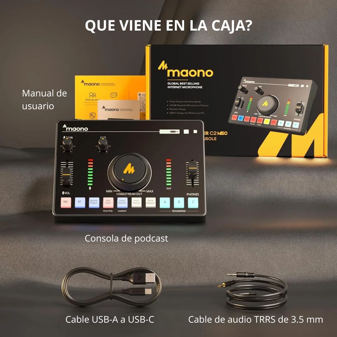Interfaz de Audio y Mezclador Maonocaster AMC2 NEO XLR 48V USB-C Bluetooth