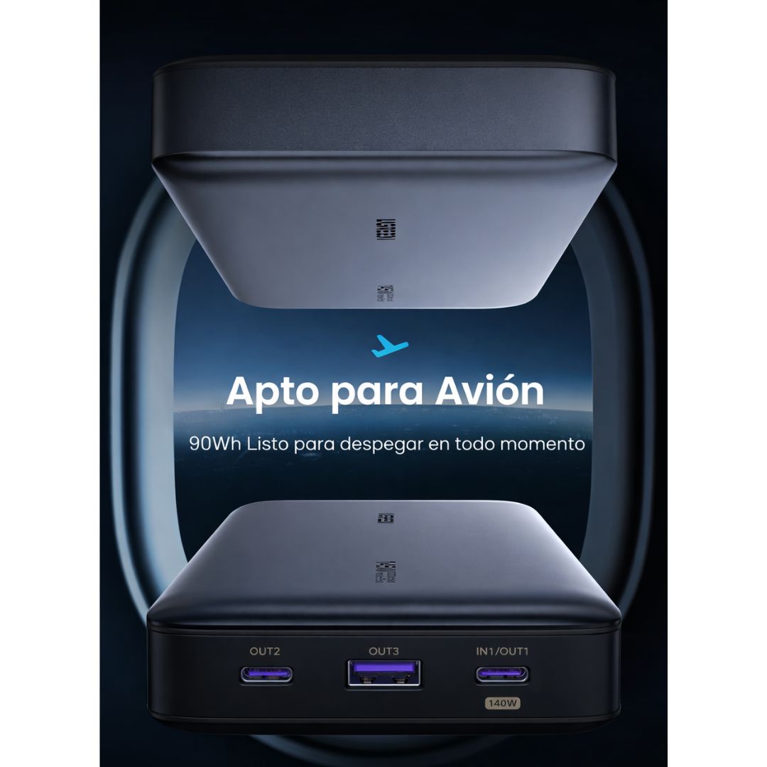 Power Bank UGREEN 25000mAh 145W PD 3.1 USB-C Carga Rápida para Laptop MacBook y Celular PB205