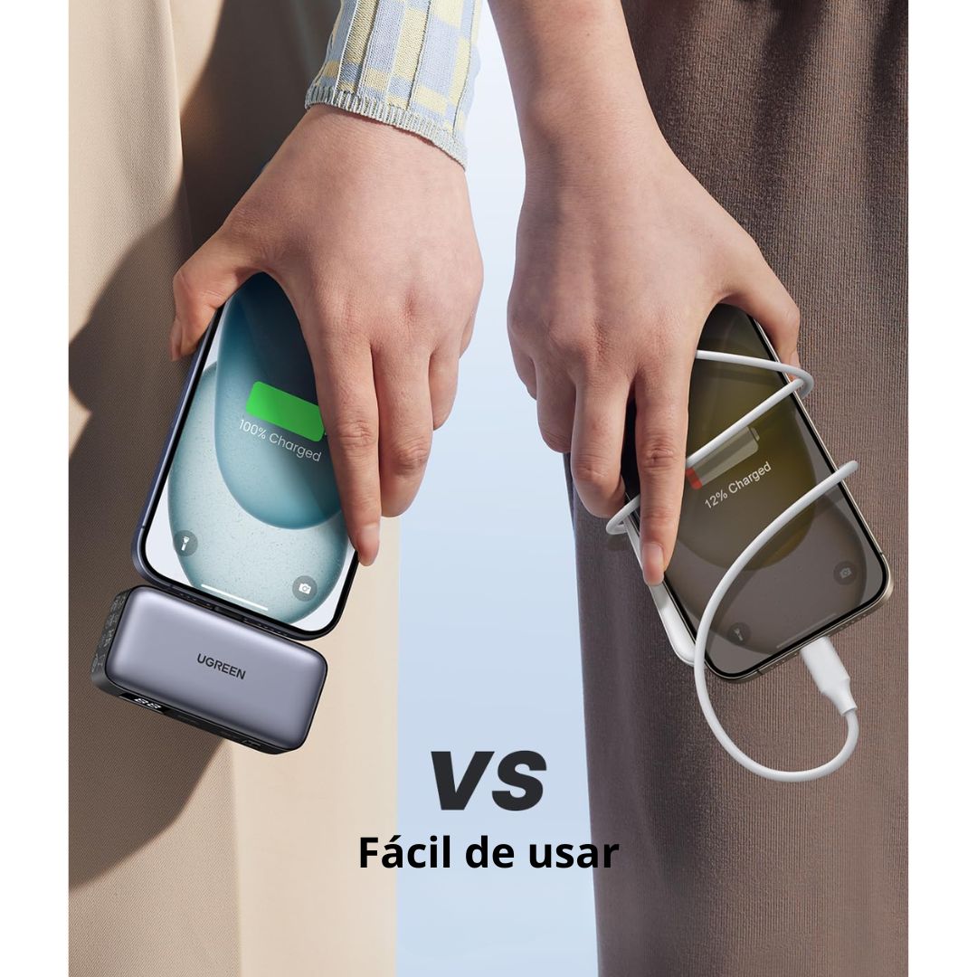 Power Bank 5000mAh UGREEN PB503 20W Carga Rápida con USB-C Integrado y Soporte
