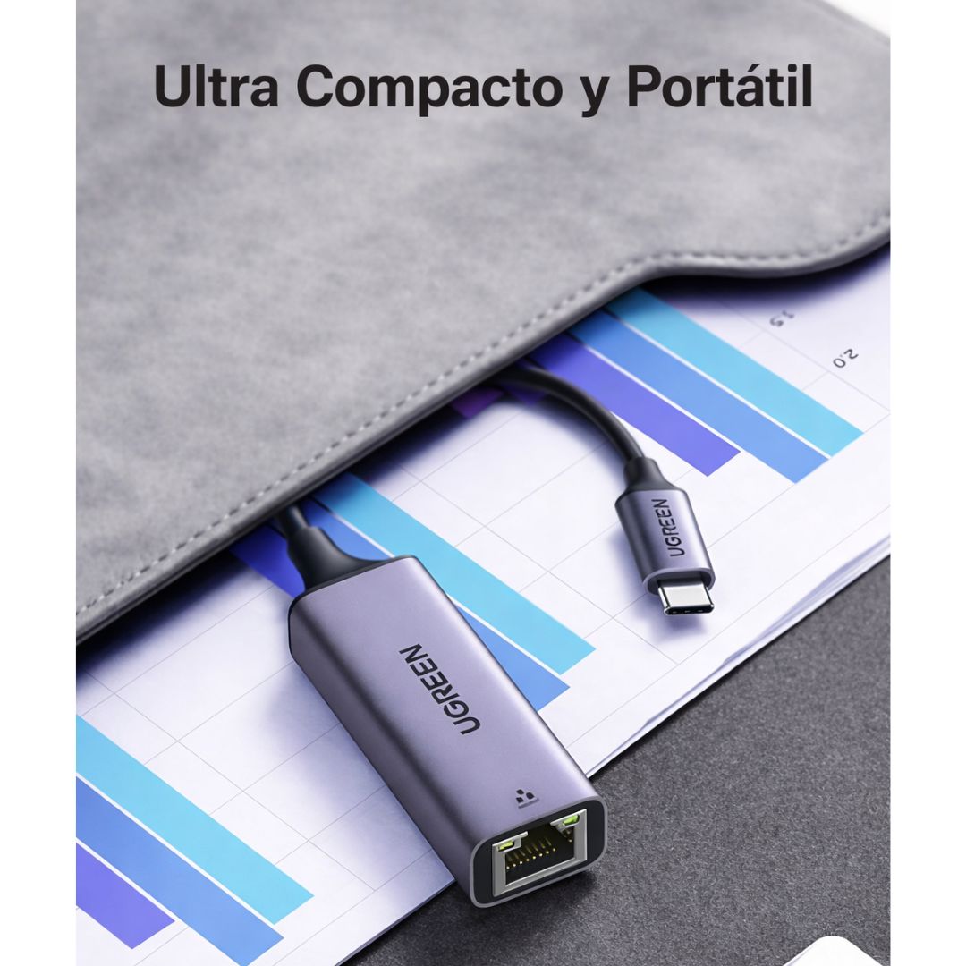 Adaptador USB-C a Ethernet UGREEN Gigabit 1000Mbps RJ45 para MacBook y Laptop CM199