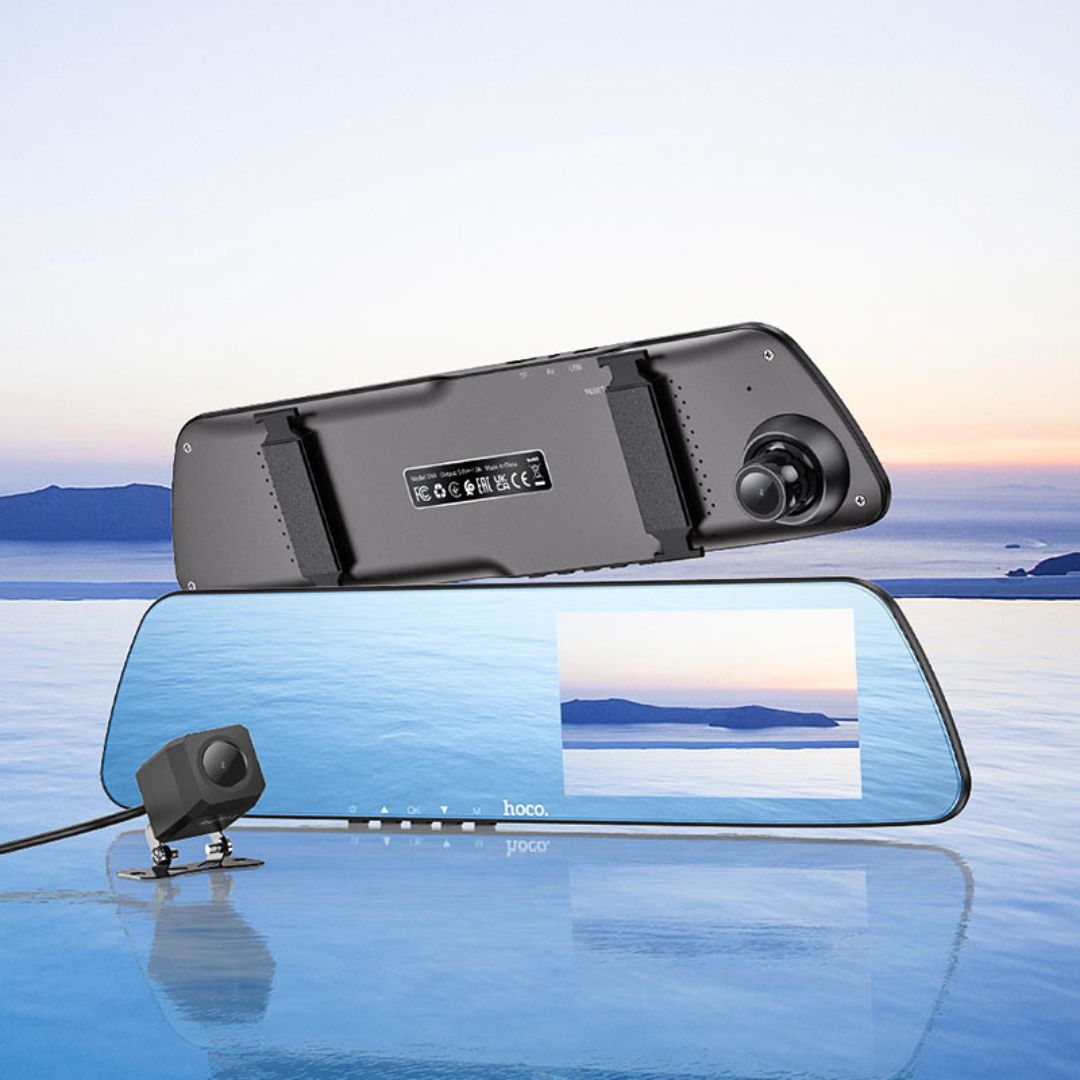 Cámara Vehicular Hoco DV4 Espejo Retrovisor 1080P con Cámara Trasera y Visión Nocturna