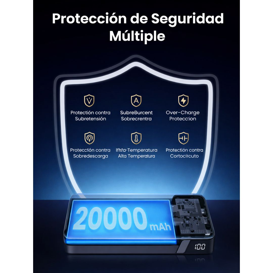 Power Bank UGREEN 20000mAh 100W PD 3.0 USB-C Carga Rápida para Laptop y Celular PB720