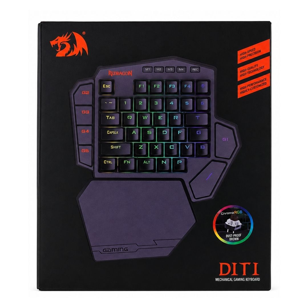 Teclado Mecánico Gamer Redragon DITI RGB Una Mano con Macros