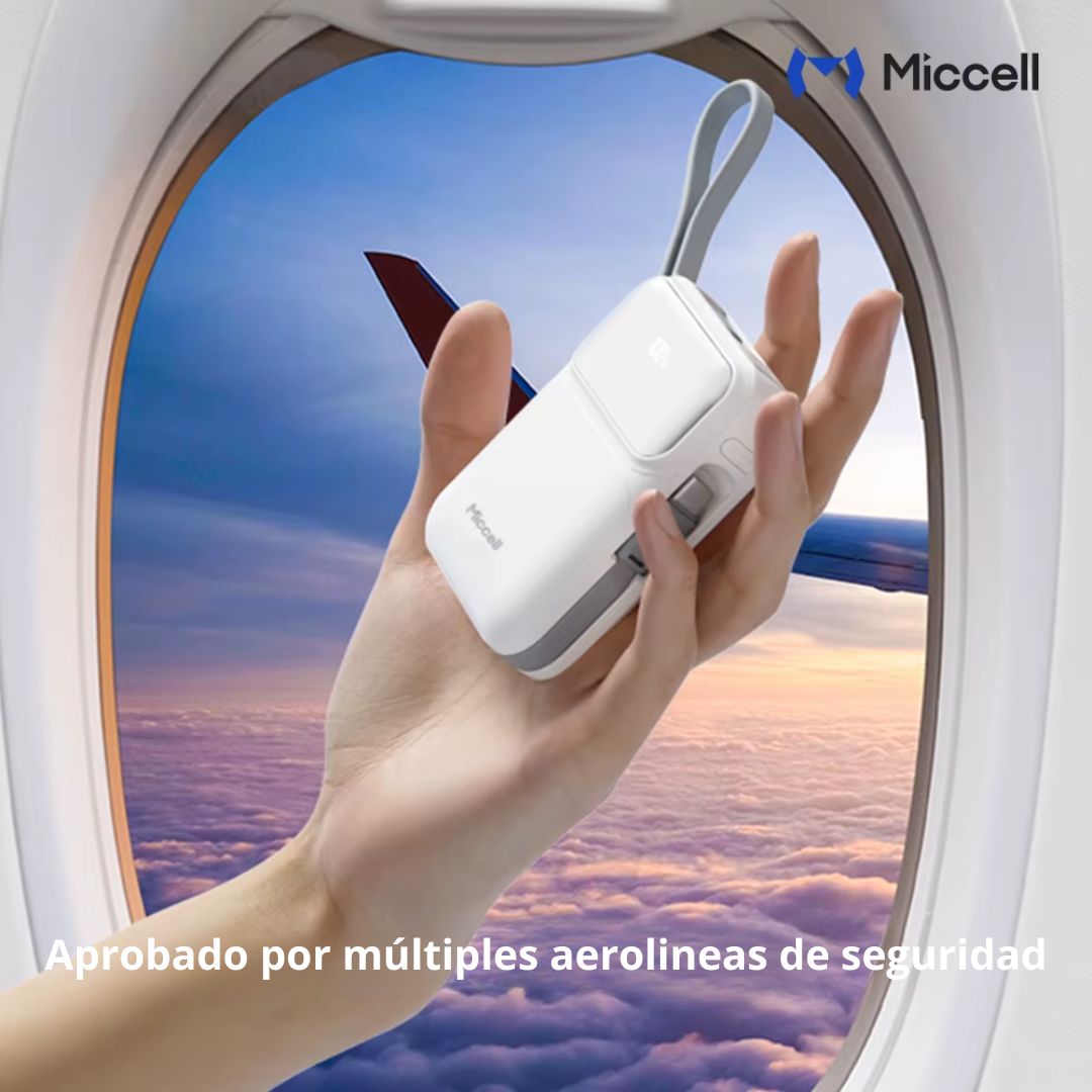 Power Bank 10000mAh 35W Carga Rápida con Cables Integrados USB-C Lightning Miccell VQ-P51