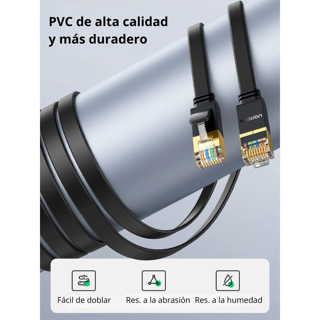 Cable Ethernet UGREEN NW106 Cat 7 Plano 1m 10Gbps 600MHz RJ45 para Router PS5 y PC