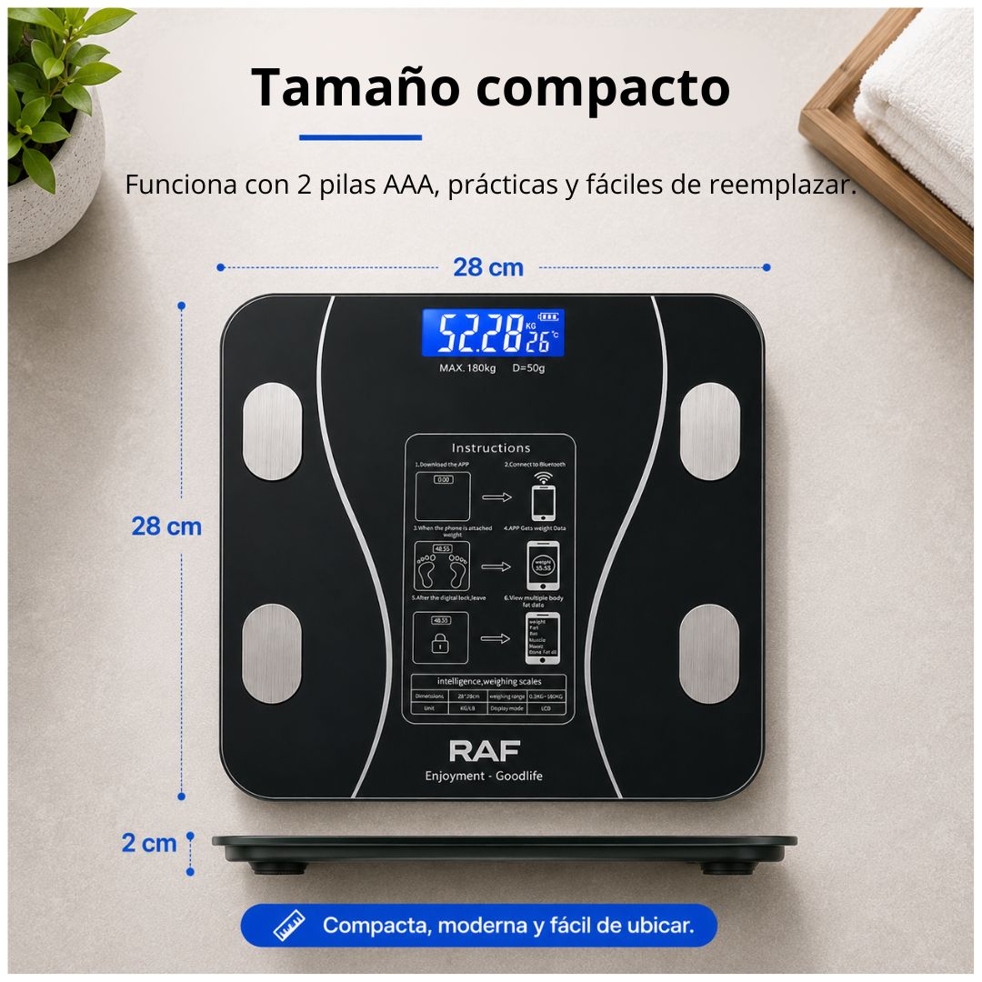 Balanza Digital Inteligente de Baño RAF 180kg Bluetooth App OKOK