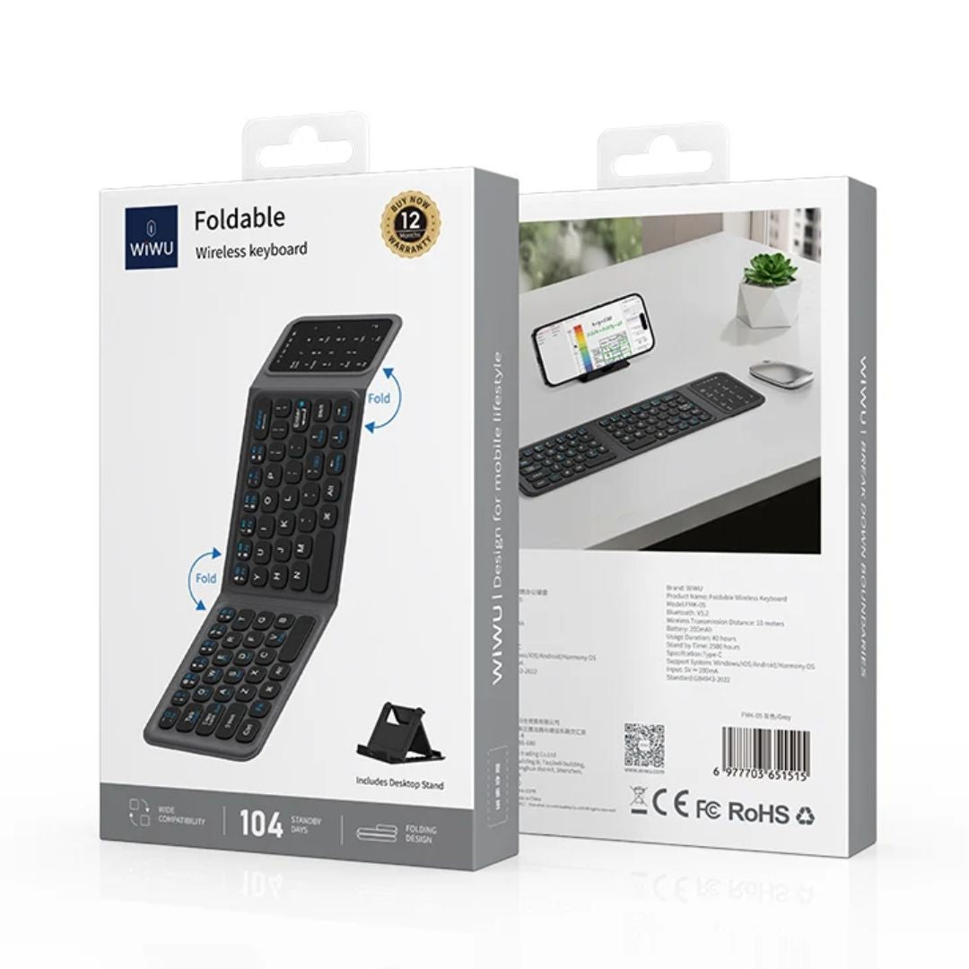 Teclado Plegable WIWU FMK-05 Bluetooth con Touchpad Numérico