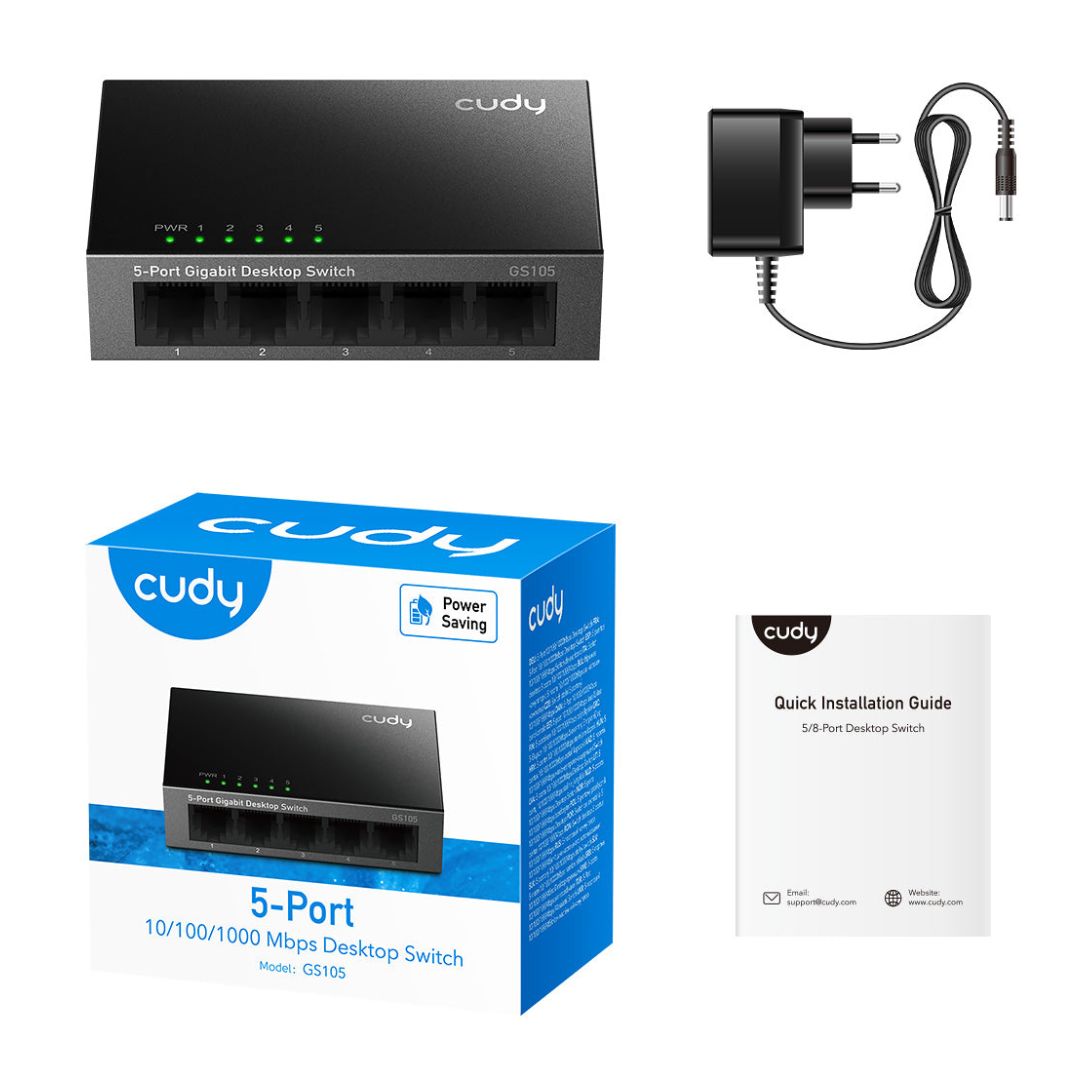 Switch de Red Gigabit Ethernet Cudy GS105 5 Puertos Metálico
