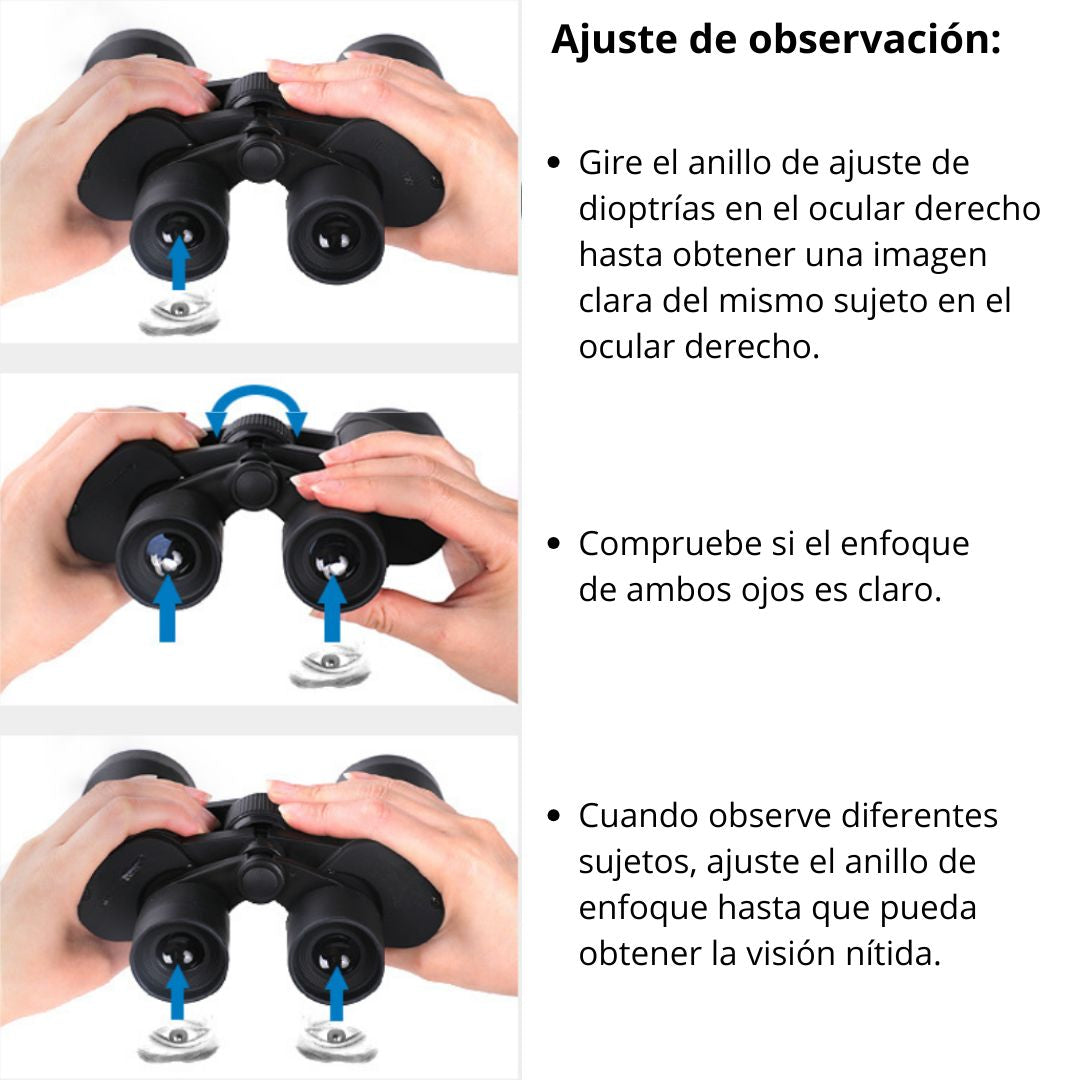 Binoculares 100×100 HD de Largo Alcance con Enfoque Ajustable y Diseño Antideslizante