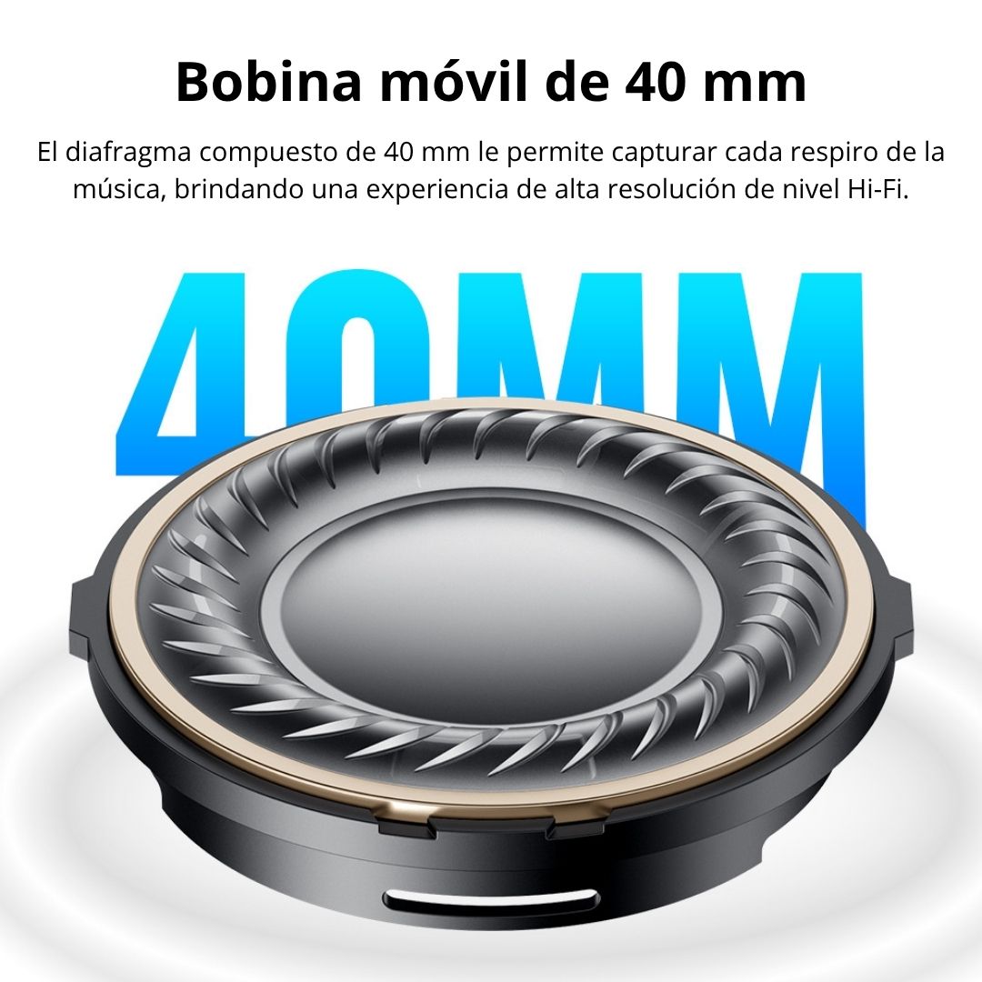 Audífonos Bluetooth 5.3 con Ranura TF y Radio FM – Controles Táctiles, Doble Conexión y Almohadillas Imantadas