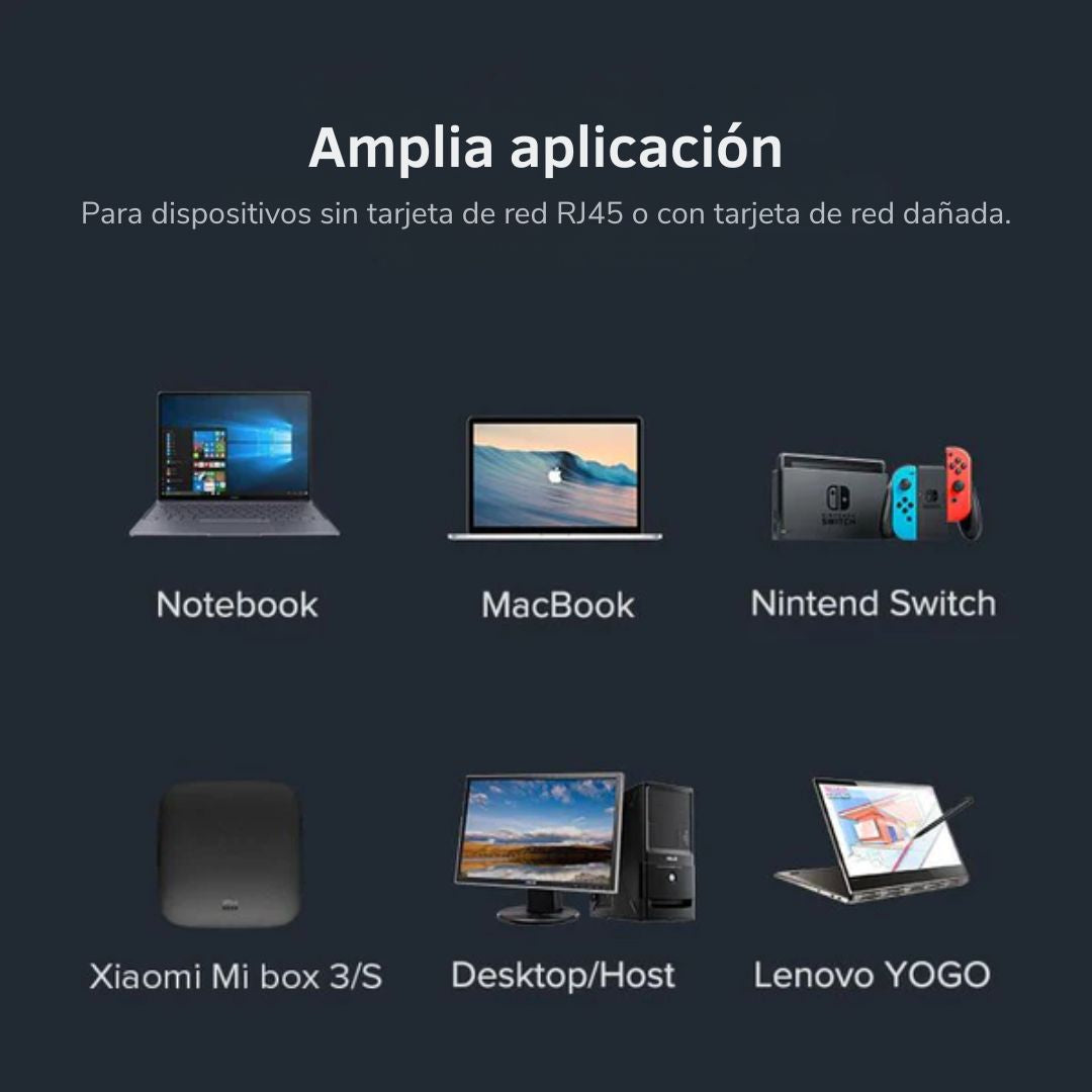 Adaptador USB 3.0 a Ethernet UGREEN CM209 Gigabit 1000Mbps RJ45 para Laptop