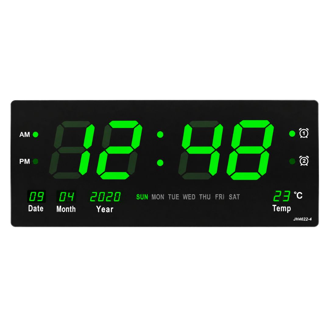 Reloj Digital de Pared LED Grande Fecha Temperatura Alarma
