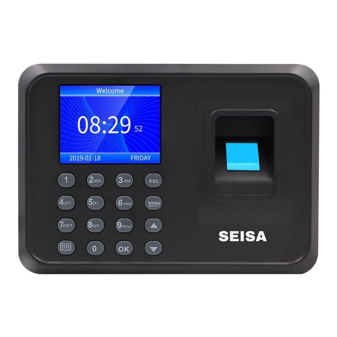 Reloj Biométrico de Asistencia SEISA con Huella Digital, Pantalla LCD y USB para Descarga