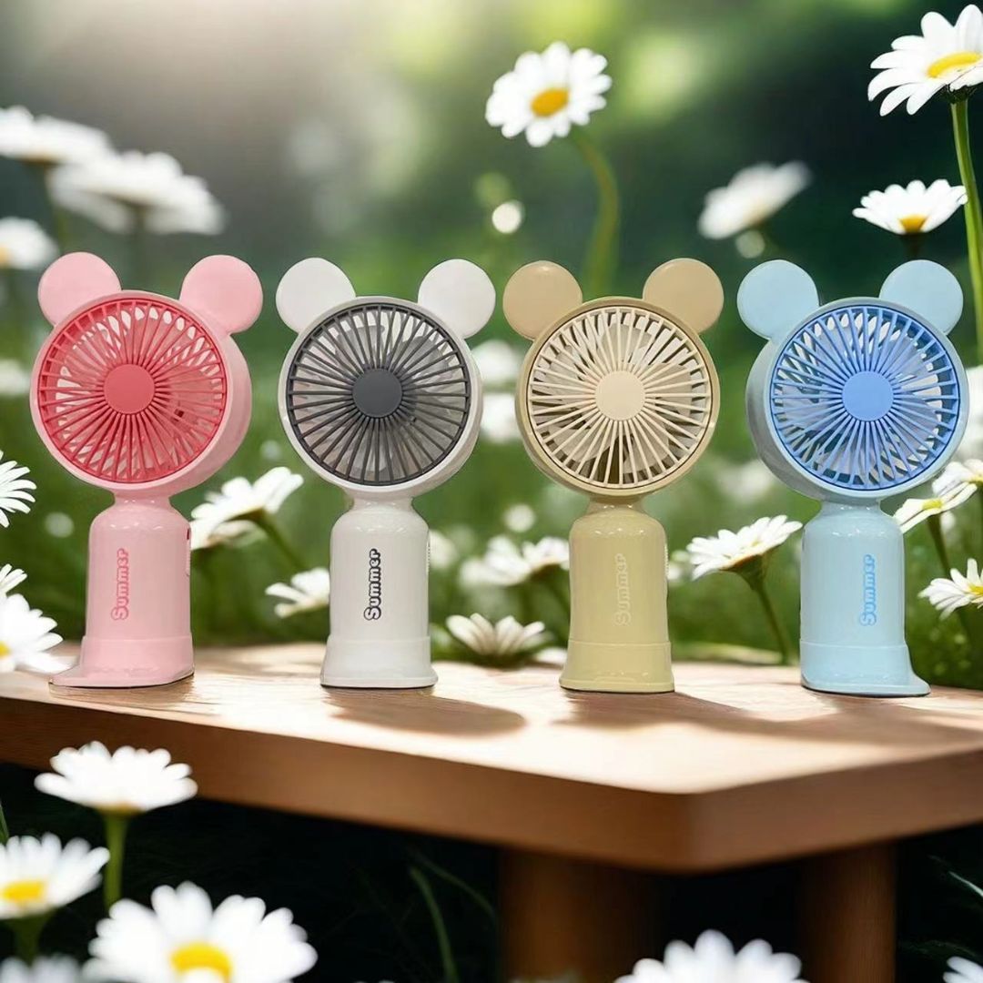 Ventilador de Mano Portátil USB Recargable con Luz LED y 2 Velocidades