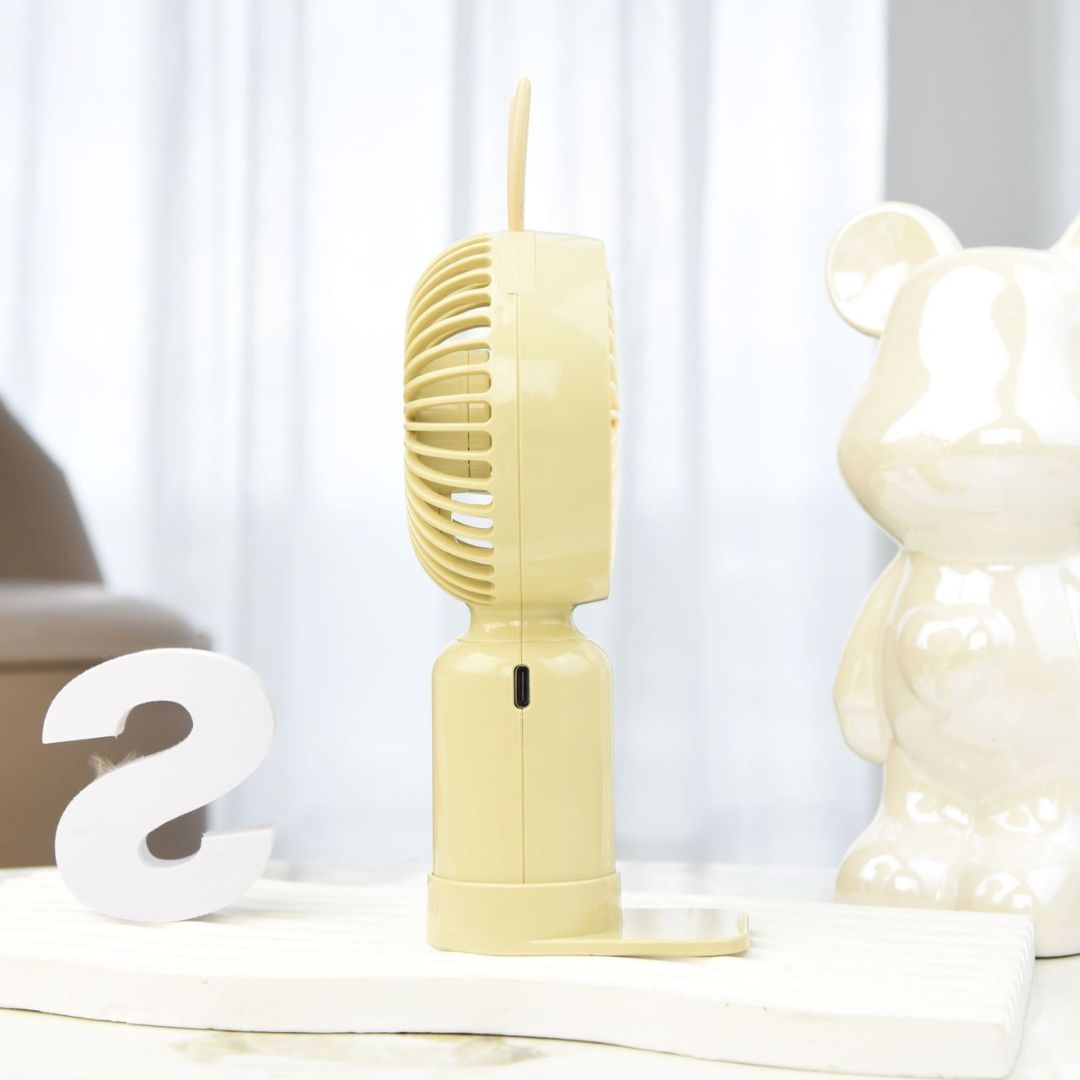 Ventilador de Mano Portátil USB Recargable con Luz LED y 2 Velocidades
