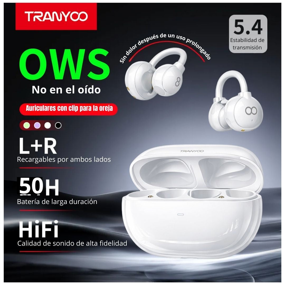 Audífonos Bluetooth Tipo Clip para Oreja Manos Libres con ENC, Sonido Espacial y Bluetooth 5.3