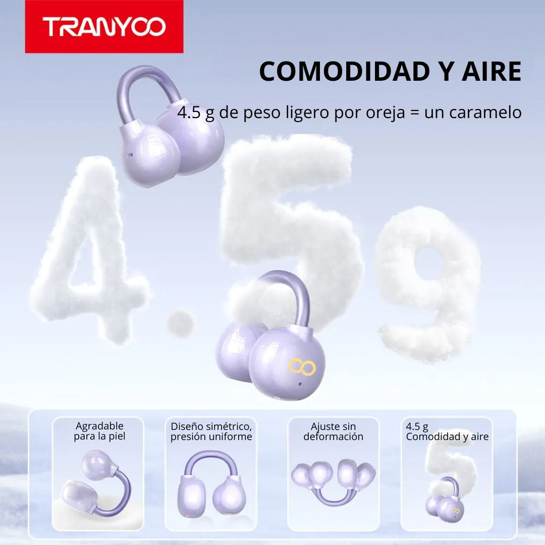 Audífonos Bluetooth Tipo Clip para Oreja Manos Libres con ENC, Sonido Espacial y Bluetooth 5.3